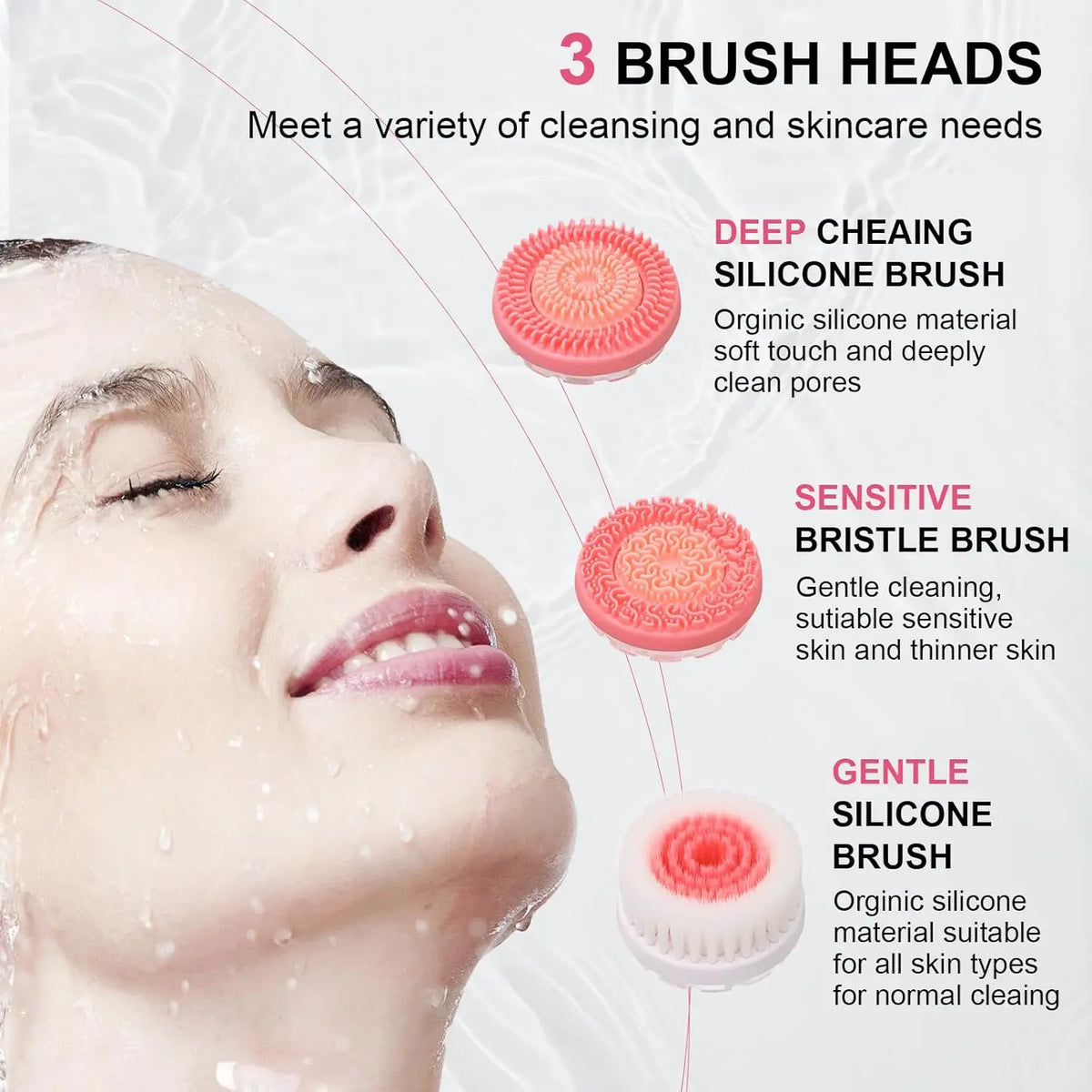 3-in-1 Electric Rotating Facial Cleansing Brush