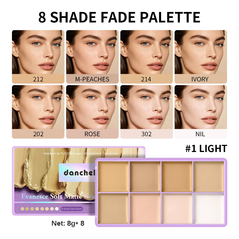 8-Color Professional Cream Concealer and Contour Palette - 22