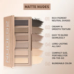 6-Color Matte Eyeshadow Palette for Neutral Nude Makeup Looks