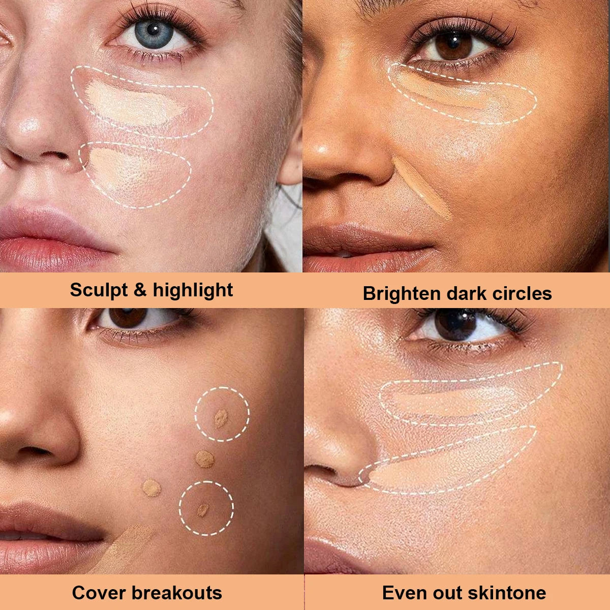 12-Color Full Coverage Concealer Palette for Flawless Skin