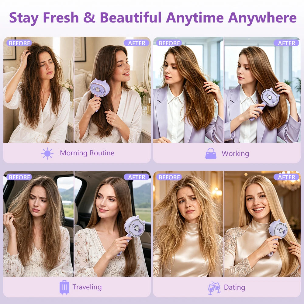 3-in-1 Hydrating Steam Hair Brush and Scalp Massager