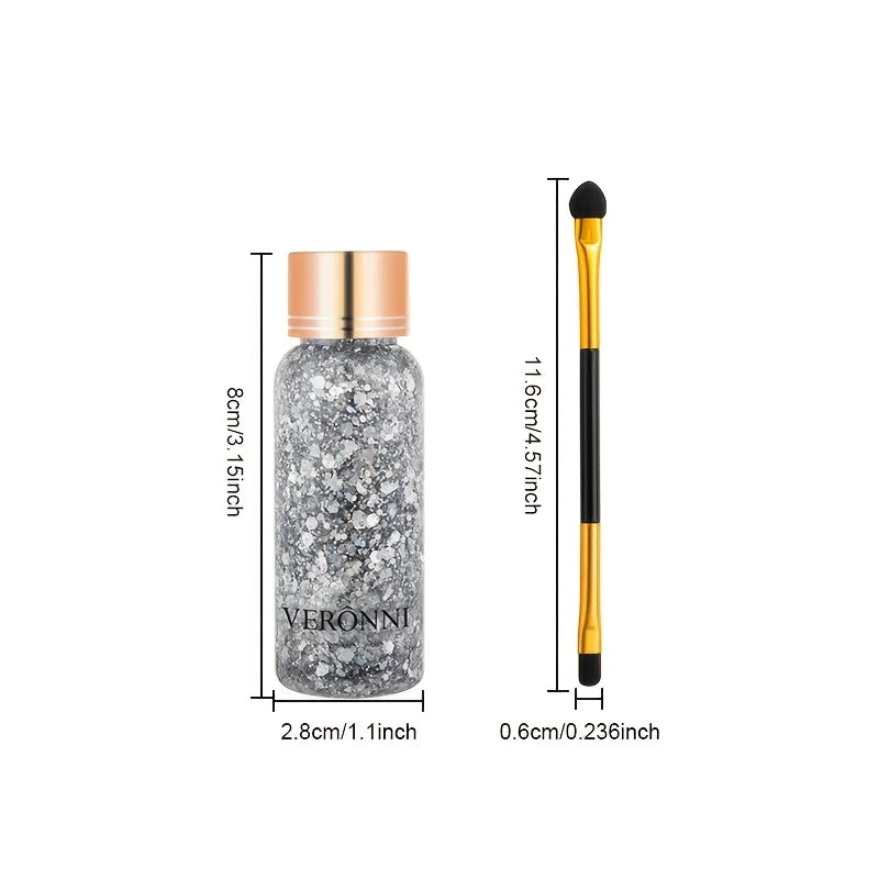 Face and Body Glitter Makeup Set with Application Brush
