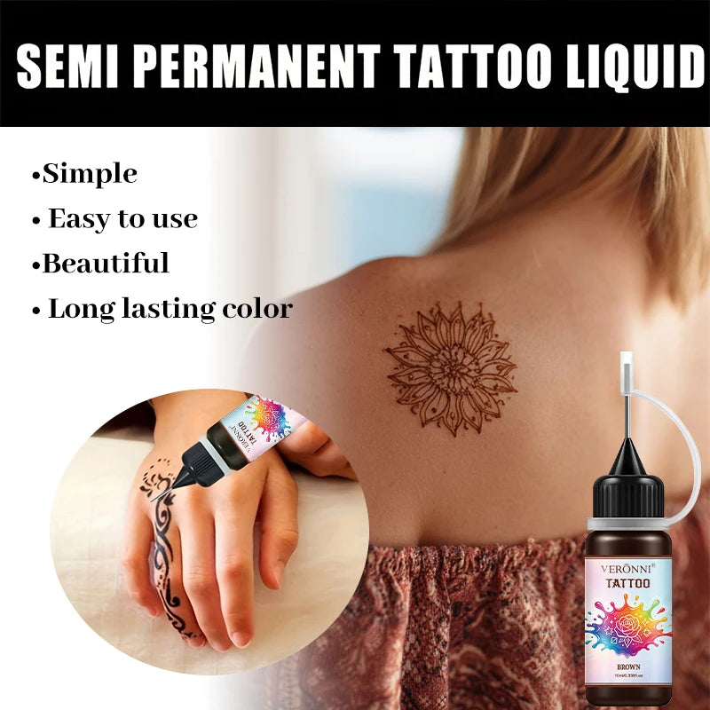 Temporary Tattoo Ink Kit with Stencils for DIY Body Art