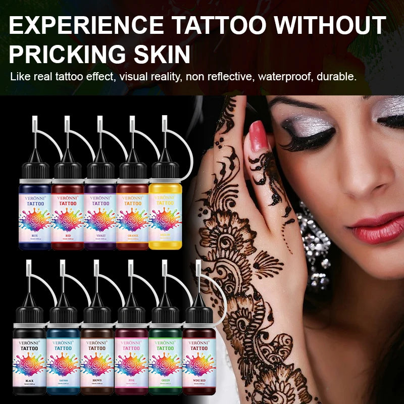 Long-Lasting Temporary Black Henna Tattoo Gel for Body Art
