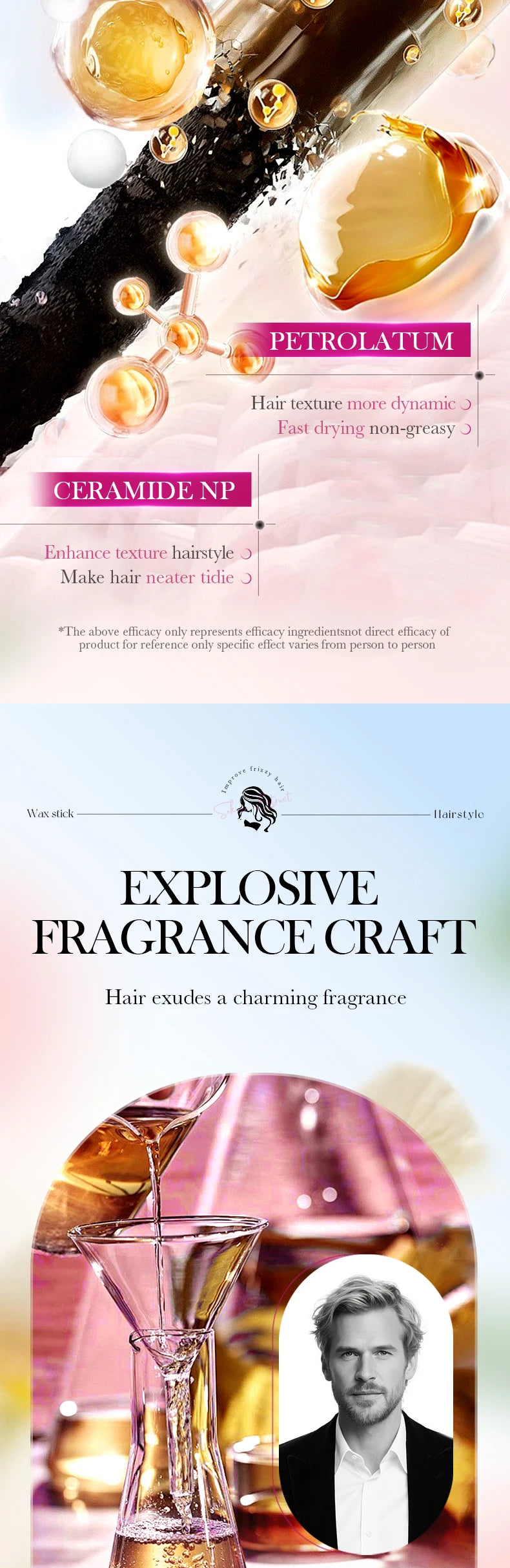 Anti-Frizz Hair Styling Wax Stick for Sleek Hairstyles