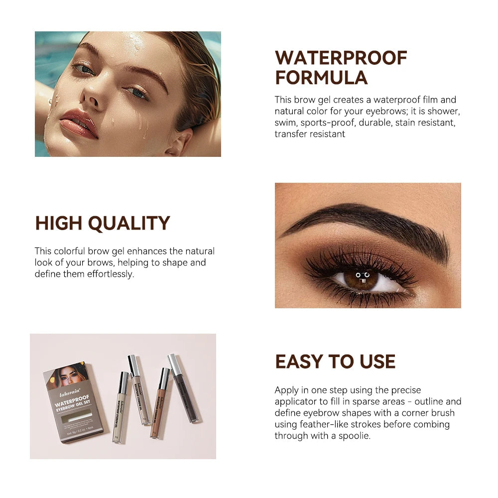 Waterproof Eyebrow Gel Set for Natural Long-Lasting Brows