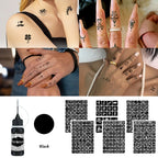 Temporary Tattoo Gel Kit with Stencil Templates for Body Art