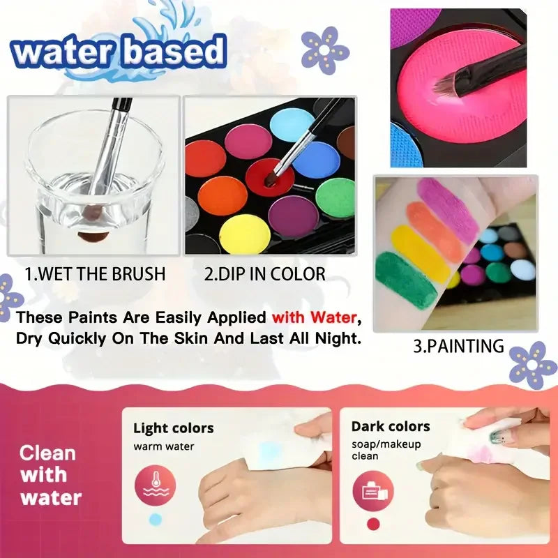 15-Color Professional Face and Body Paint Palette - 6