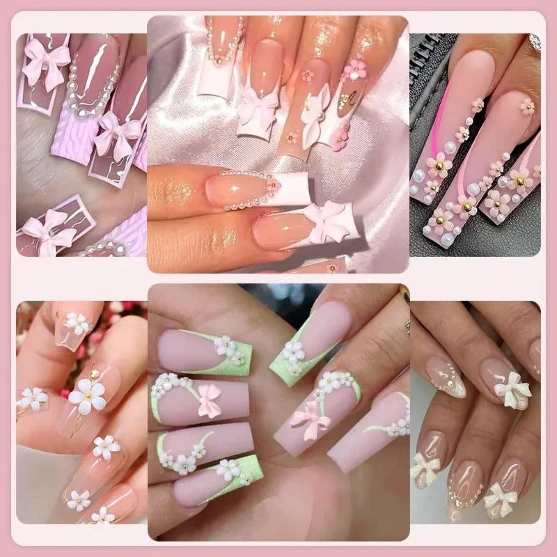3D Bow and Flower Nail Art Decoration Set