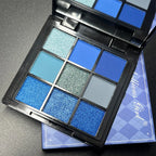 9-Color Blue Eyeshadow Palette for Festivals and Parties