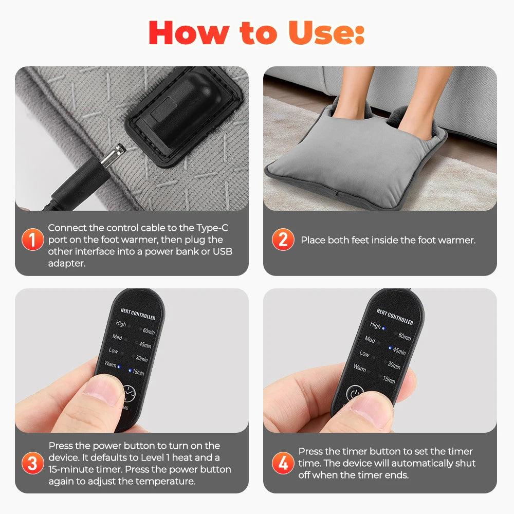 USB Heated Foot Warmer Mat