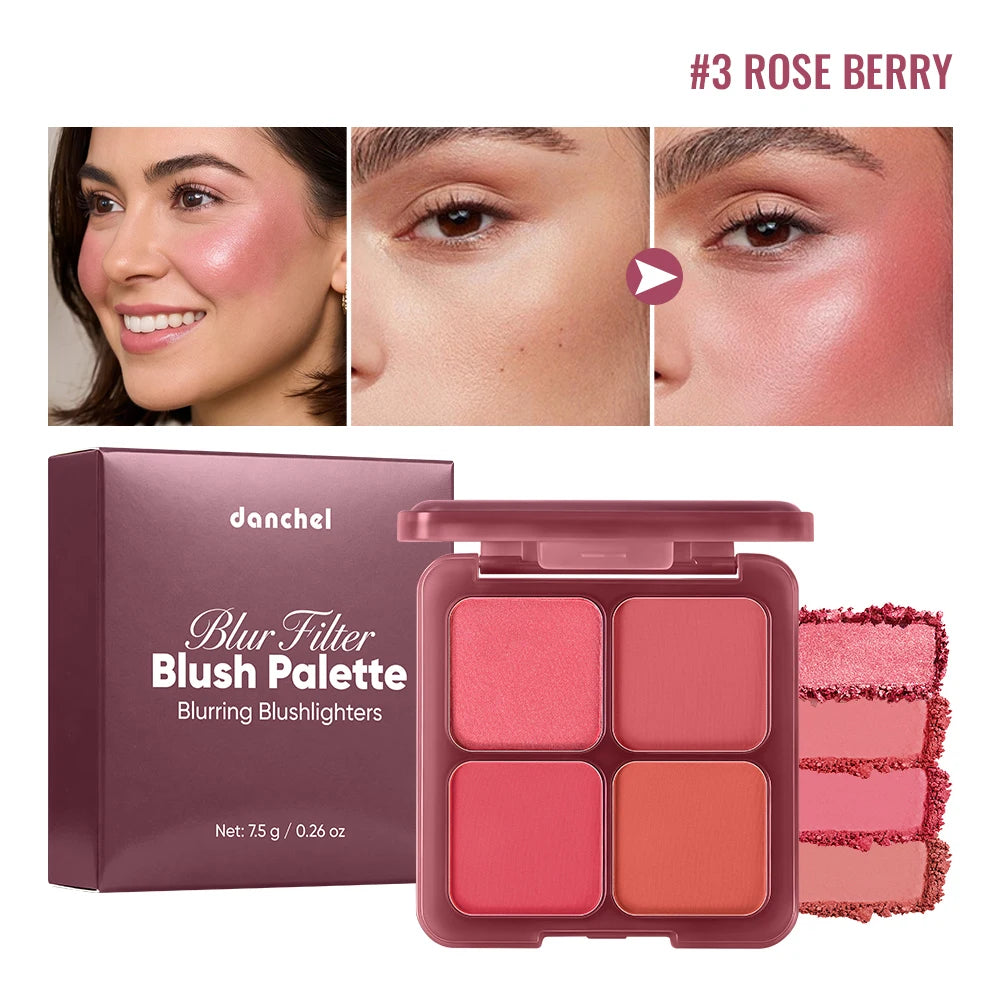 4-Shade Soft Blur Face Blush Palette - 1