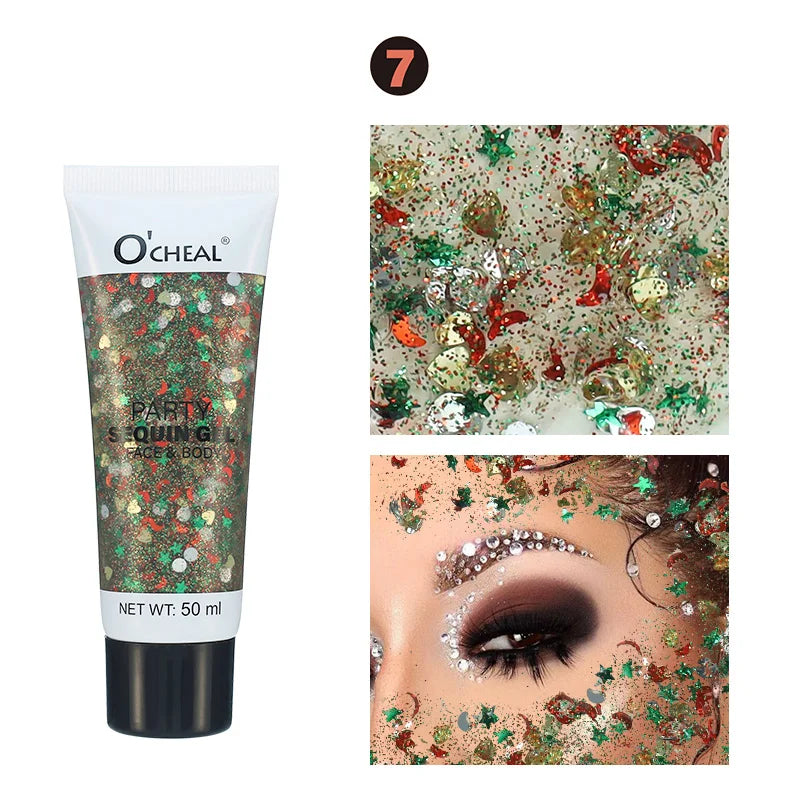 Waterproof Face and Body Glitter Sequin Gel
