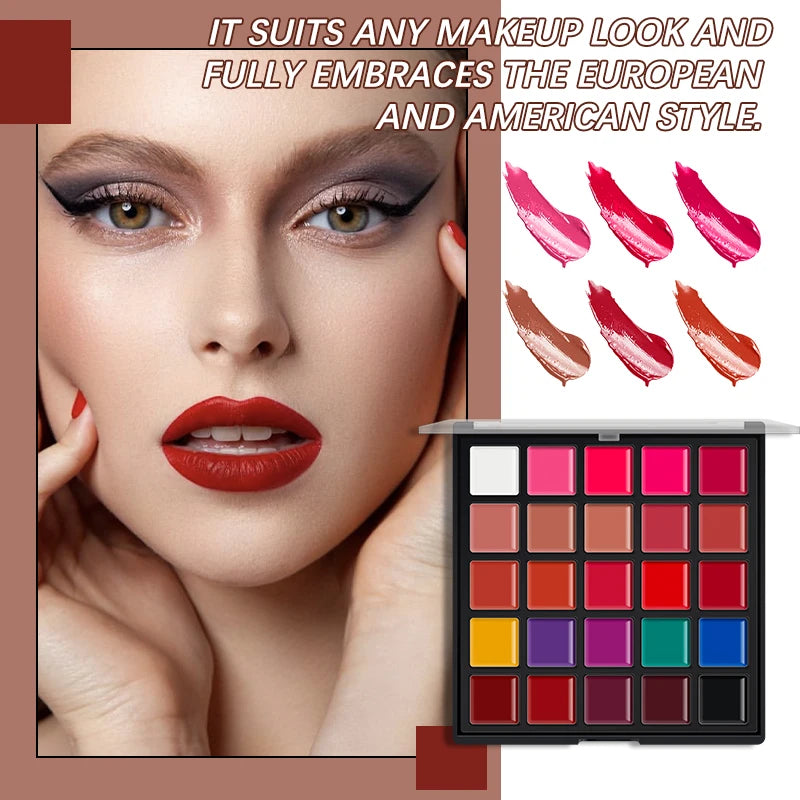 25-Shade Professional Moisturizing Lipstick and Lip Gloss Palette