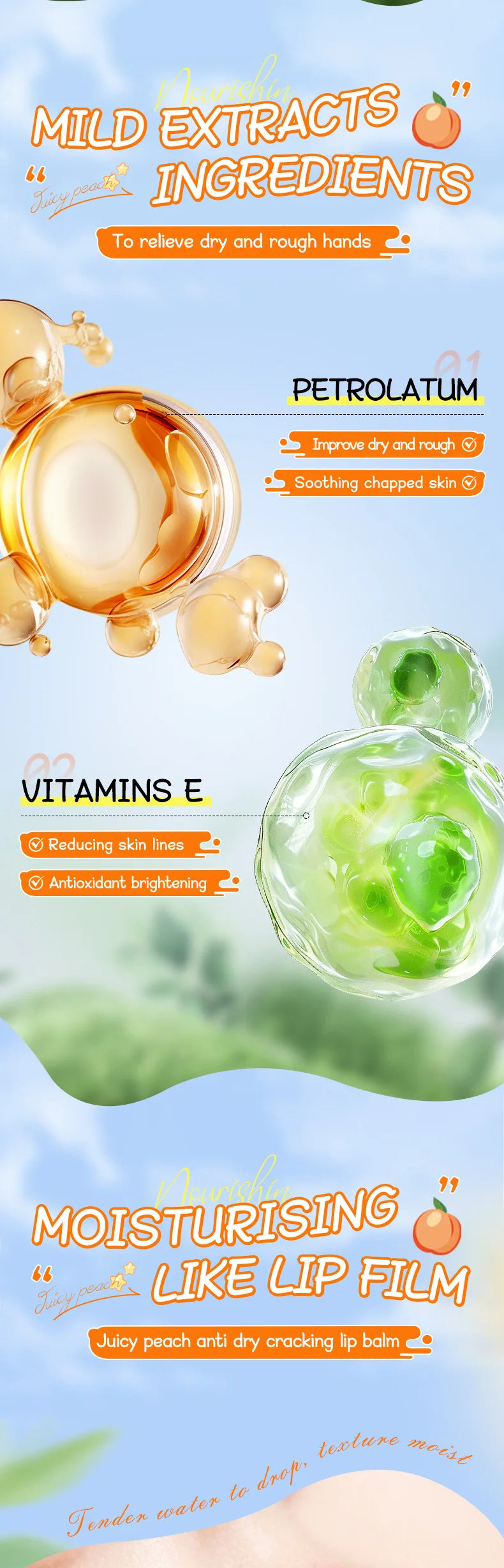 Moisturizing Peach Hand Cream and Lip Balm Set