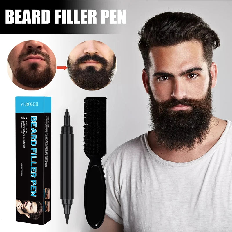 Waterproof Beard Filling Pen and Brush Set - 1