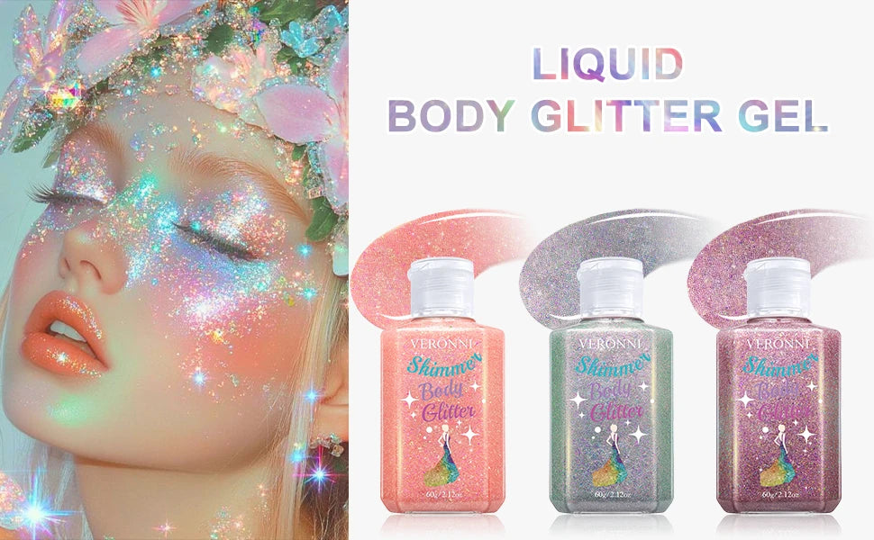 Waterproof Body Shimmer Glitter Gel for Face and Body - 7