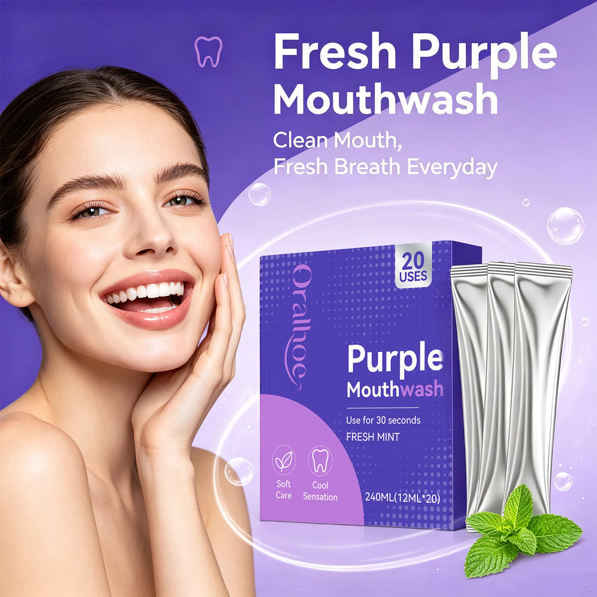 Portable Travel Mouthwash Sachets for Fresh Breath