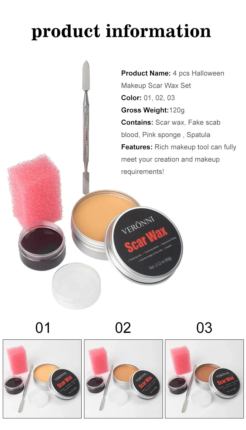 Professional SFX Scar Wax Kit for Halloween and Special Effects Makeup - 9