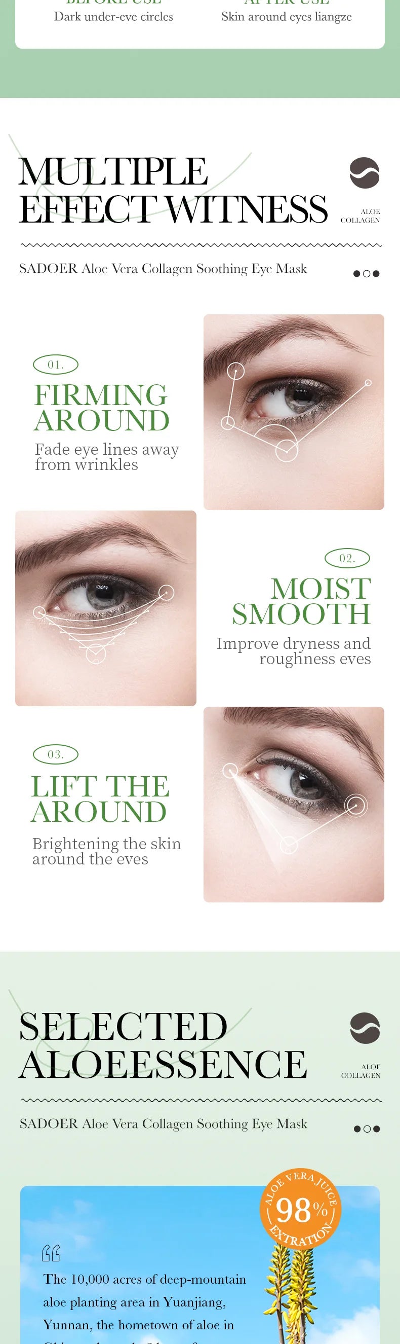 Aloe Vera Collagen Soothing Eye Mask for Dark Circles