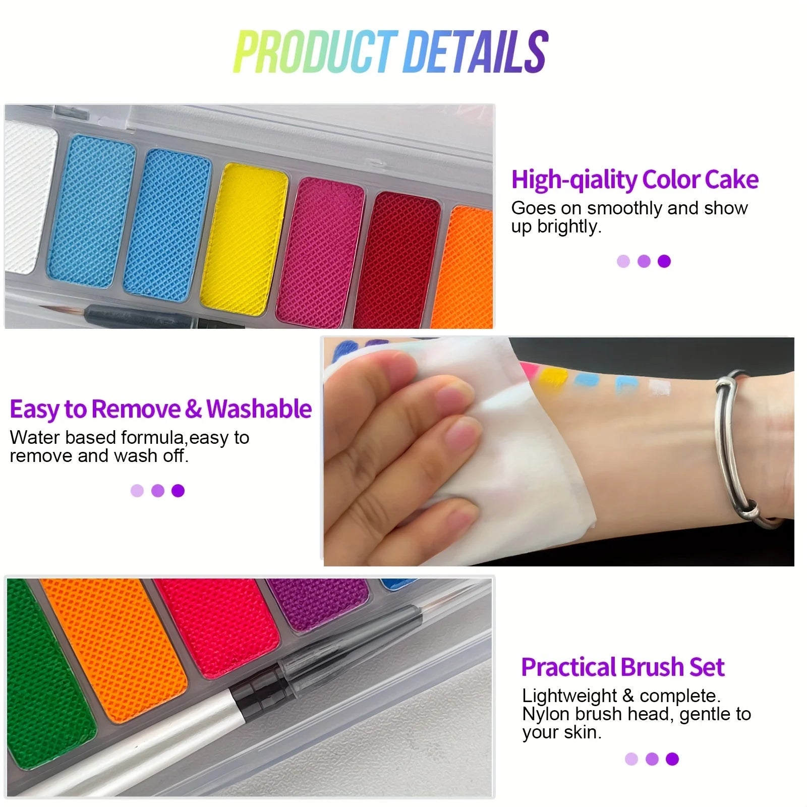 10-Color Neon UV Glow Face and Body Paint Palette - 6