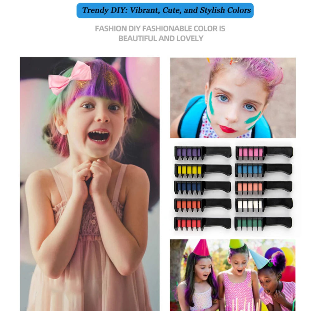 Temporary Hair Color Chalk Combs for Kids and Adults