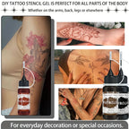 Temporary Tattoo Gel Kit with Stencil Templates for Body Art