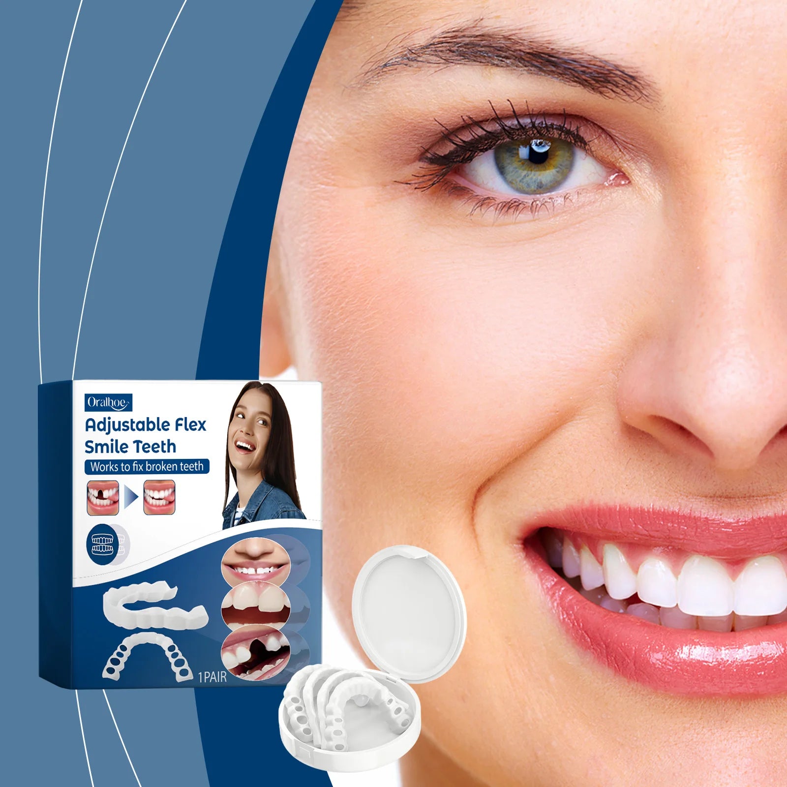 Adjustable Snap-On Cosmetic Dentures for Instant Perfect Smile - 11