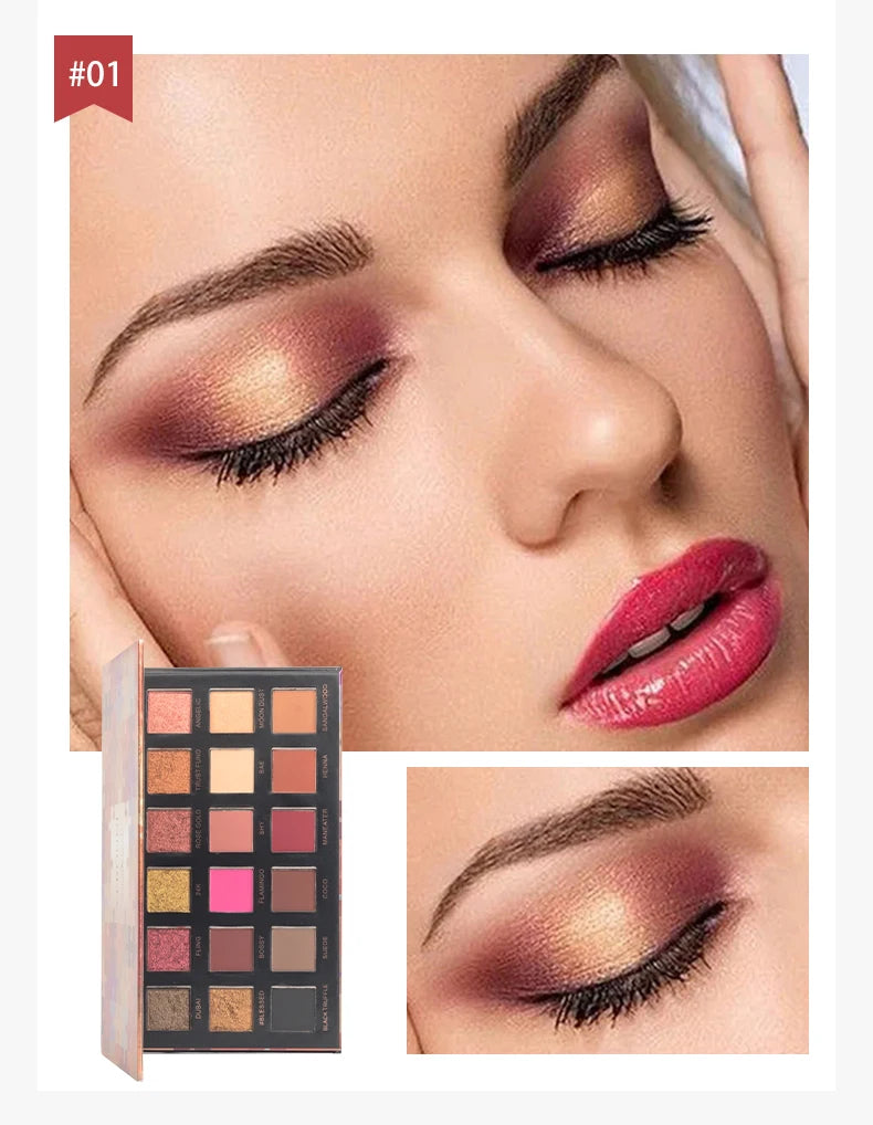 18-Color Waterproof Long-Lasting Eyeshadow Palette