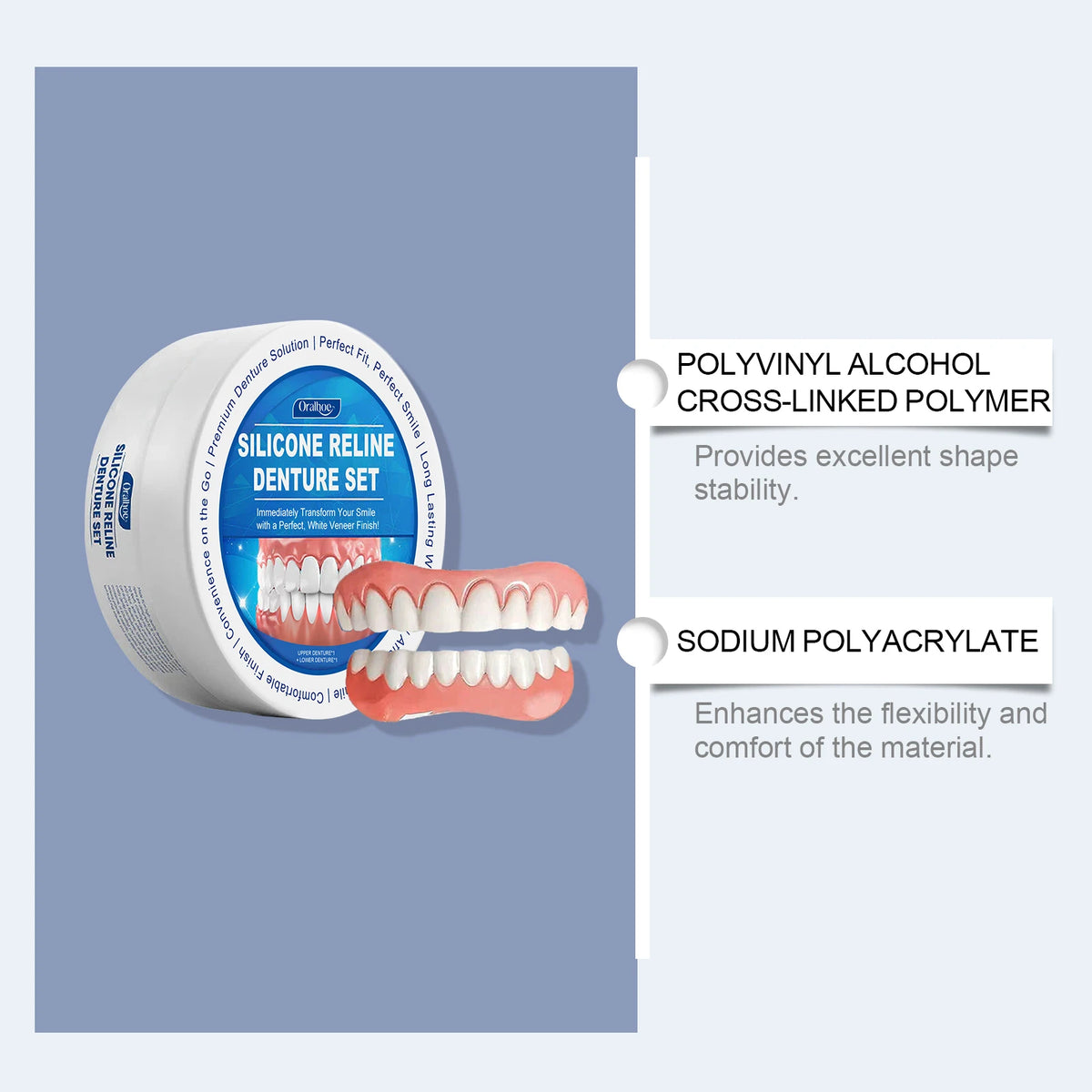 Temporary Silicone Denture Repair and Smile Veneer Kit