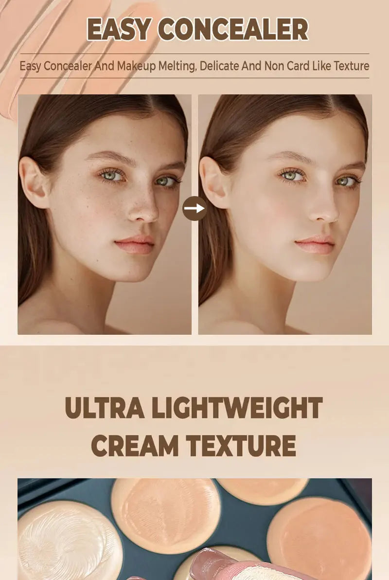 15-Color Professional Face Concealer Palette for Flawless Skin