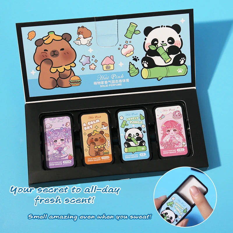 4-Piece Portable Solid Perfume Set for Long-Lasting Fragrance