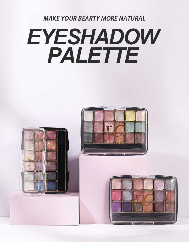 18-Color Glitter and Matte Eyeshadow Makeup Palette - 7