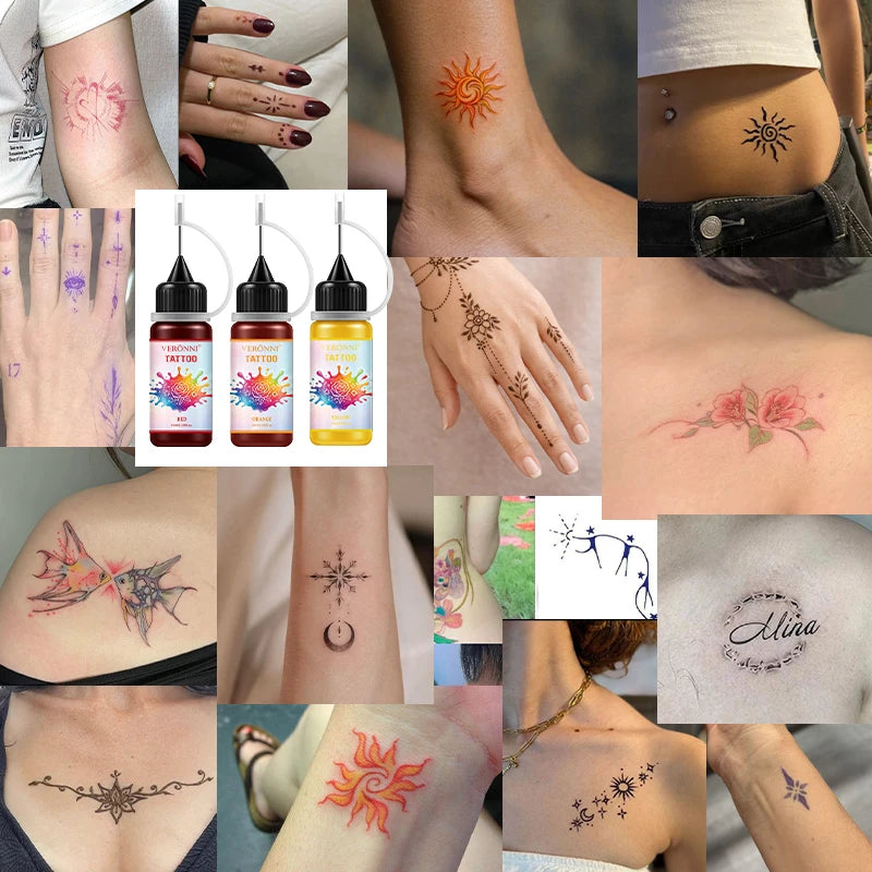 Waterproof Temporary Tattoo Ink Kit with Stencils