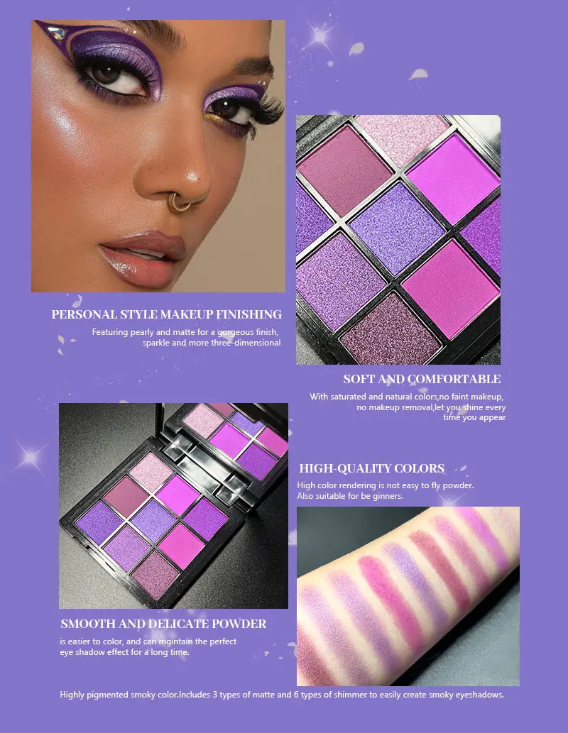 9-Color Purple Eyeshadow Palette