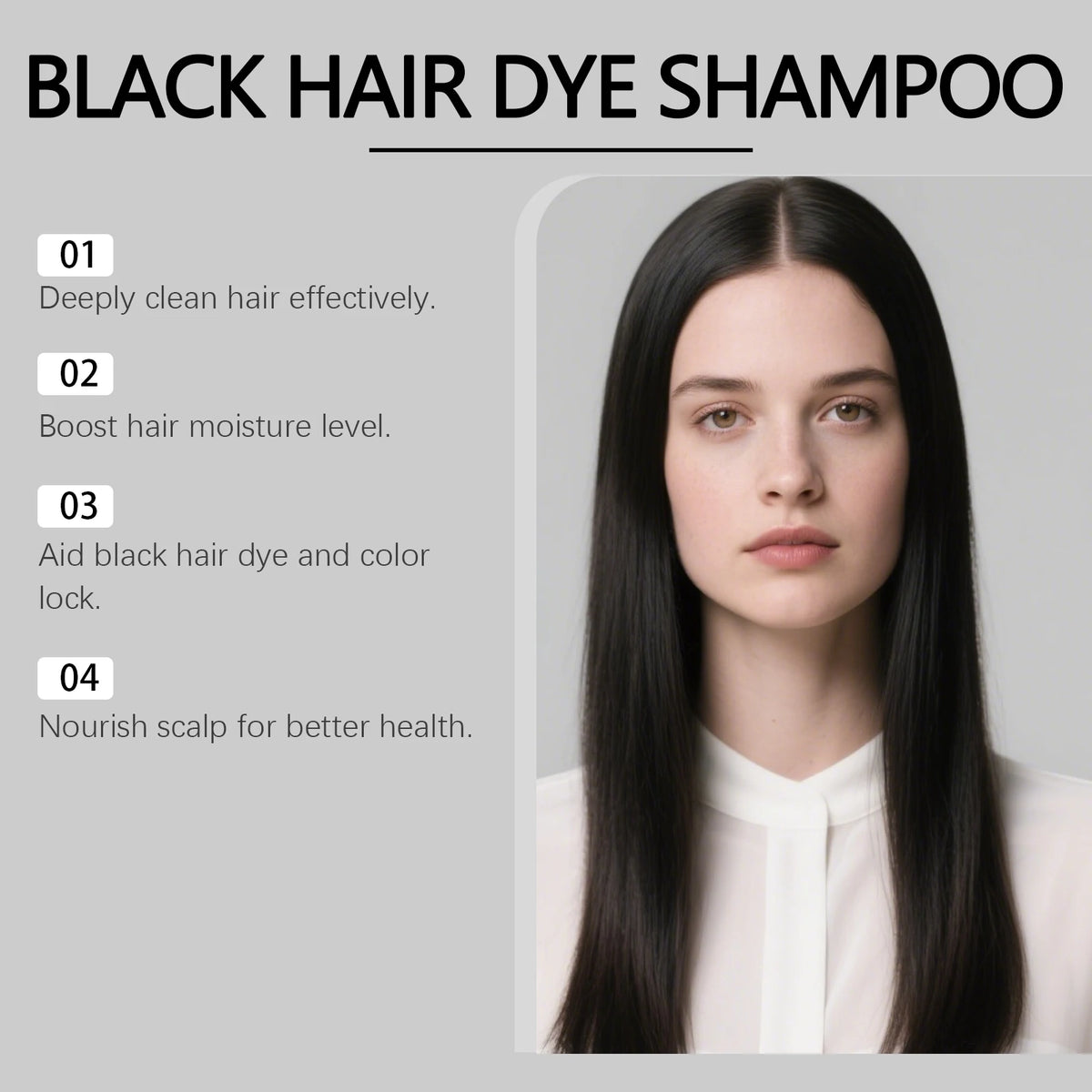 4-in-1 Instant Black Hair Dye and Nourishing Shampoo