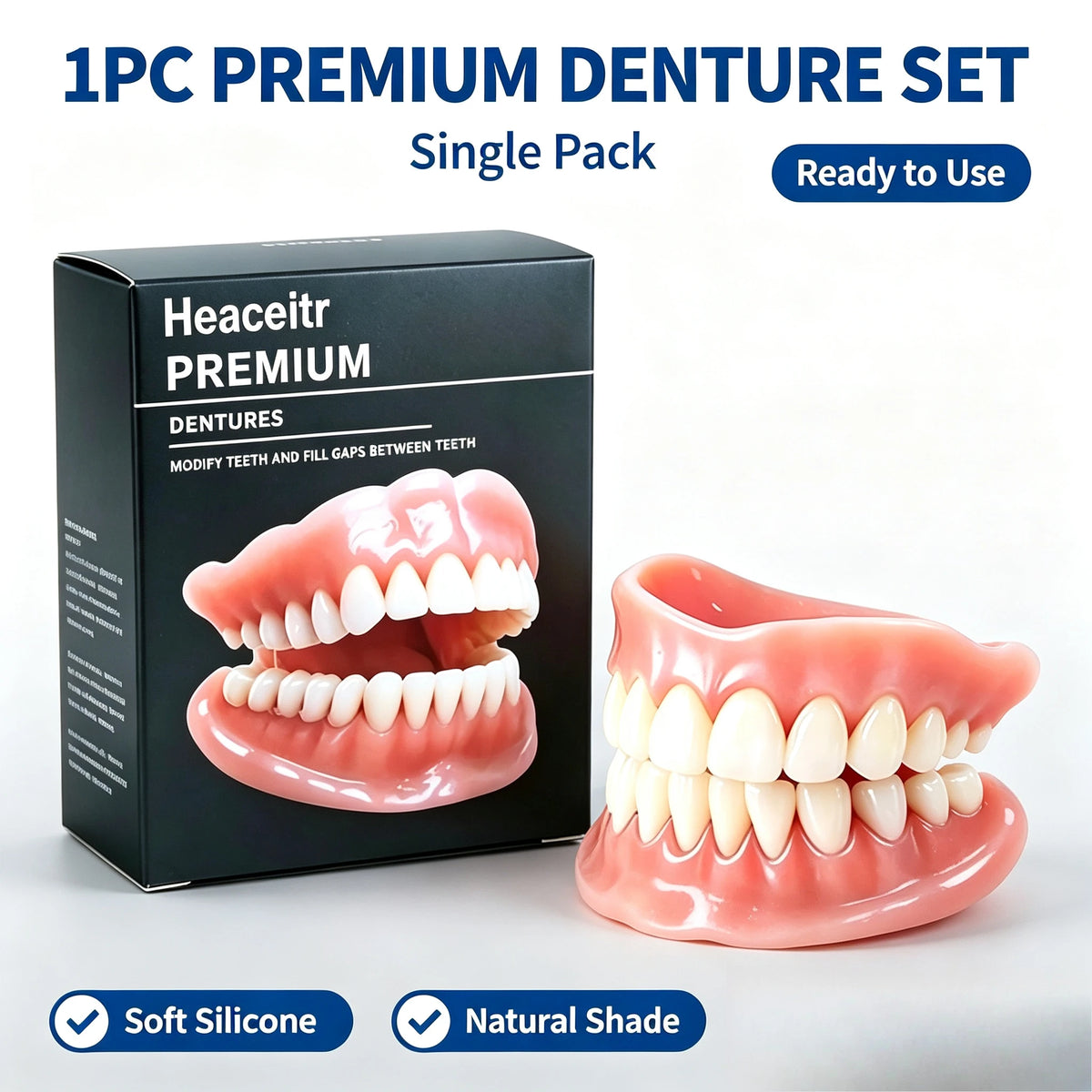 Custom Fit Silicone Cosmetic Dentures