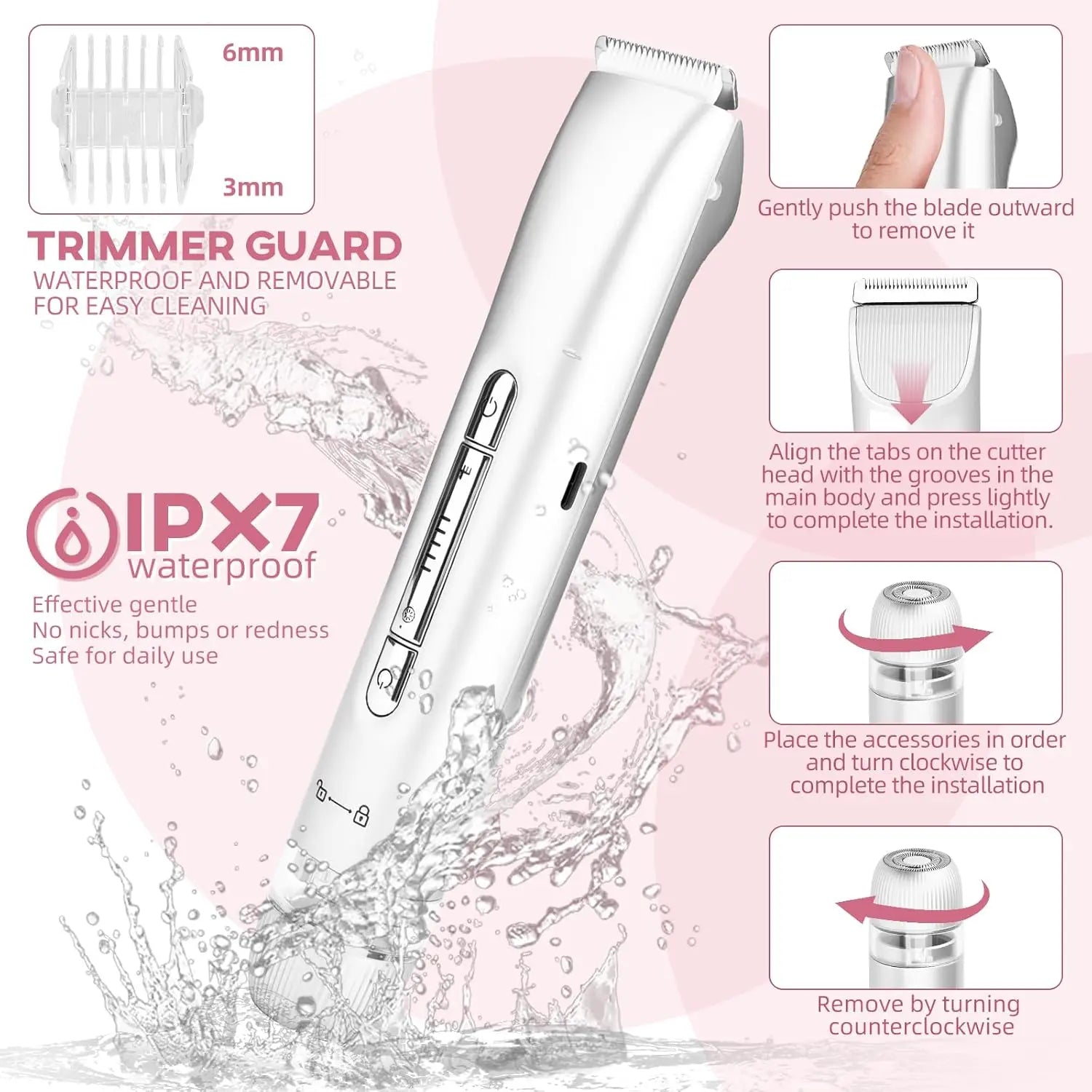 Pain-Free Waterproof 2-in-1 Electric Bikini and Body Trimmer - 11