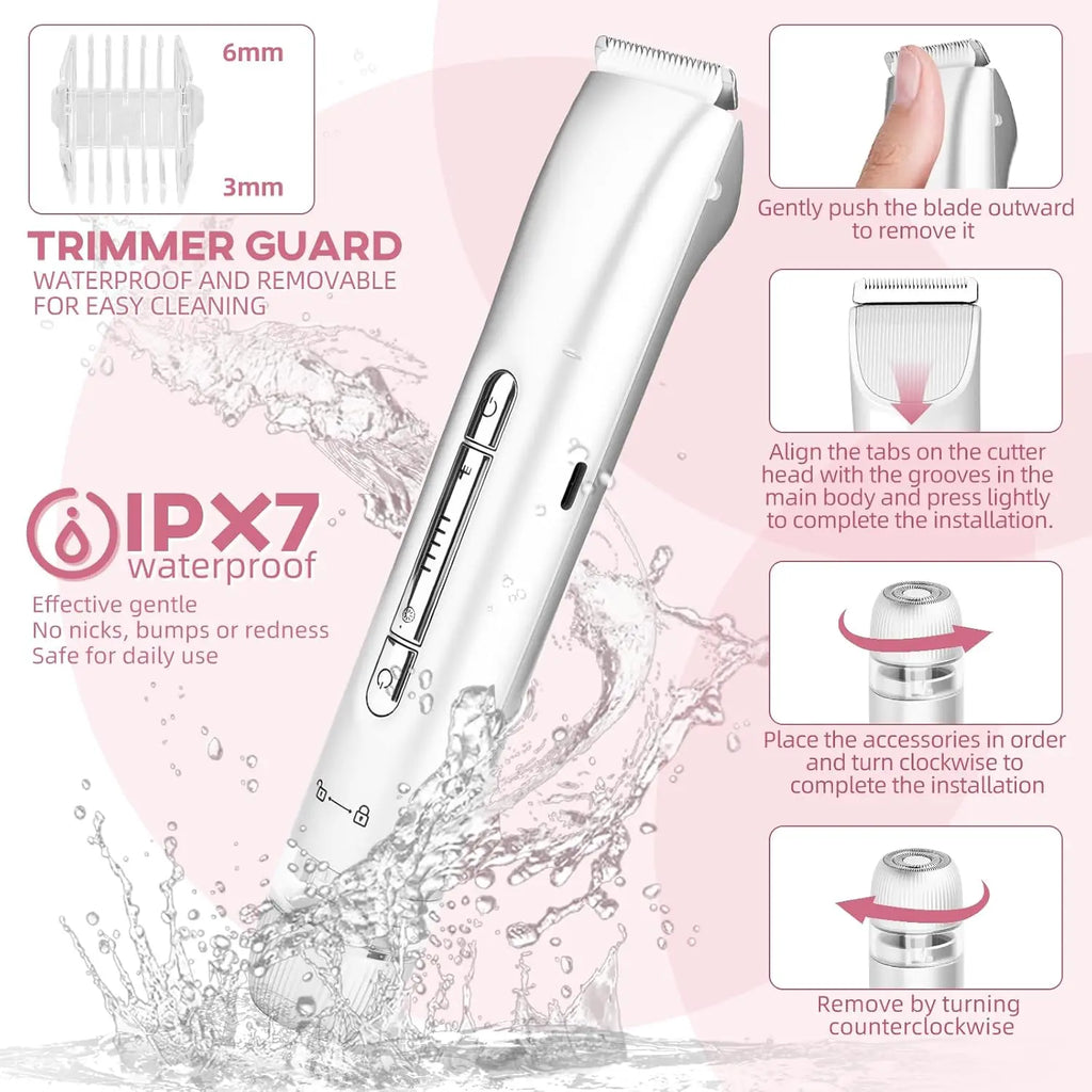 Pain-Free Waterproof 2-in-1 Electric Bikini and Body Trimmer