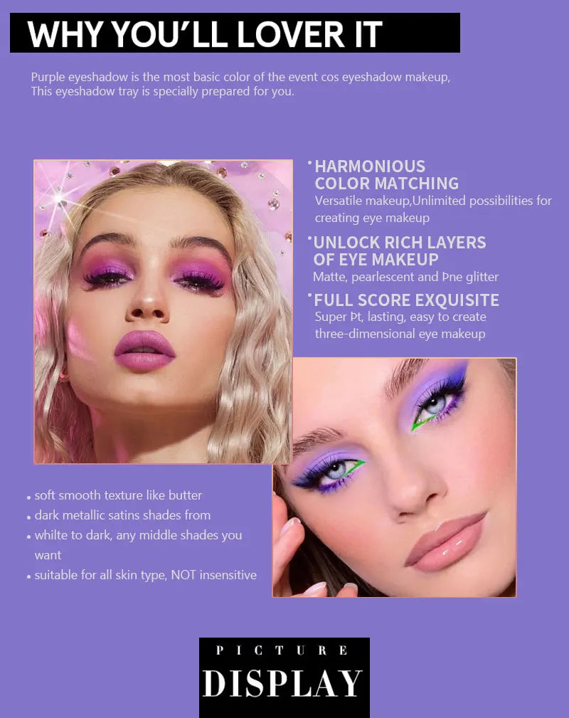 9-Color Purple Eyeshadow Palette