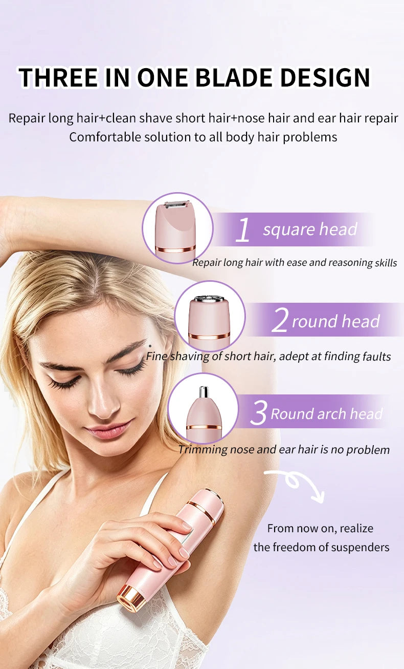 3-in-1 Waterproof Electric Shaver and Trimmer for Women