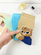 Cute Teddy Bear Print Crew Socks for Women