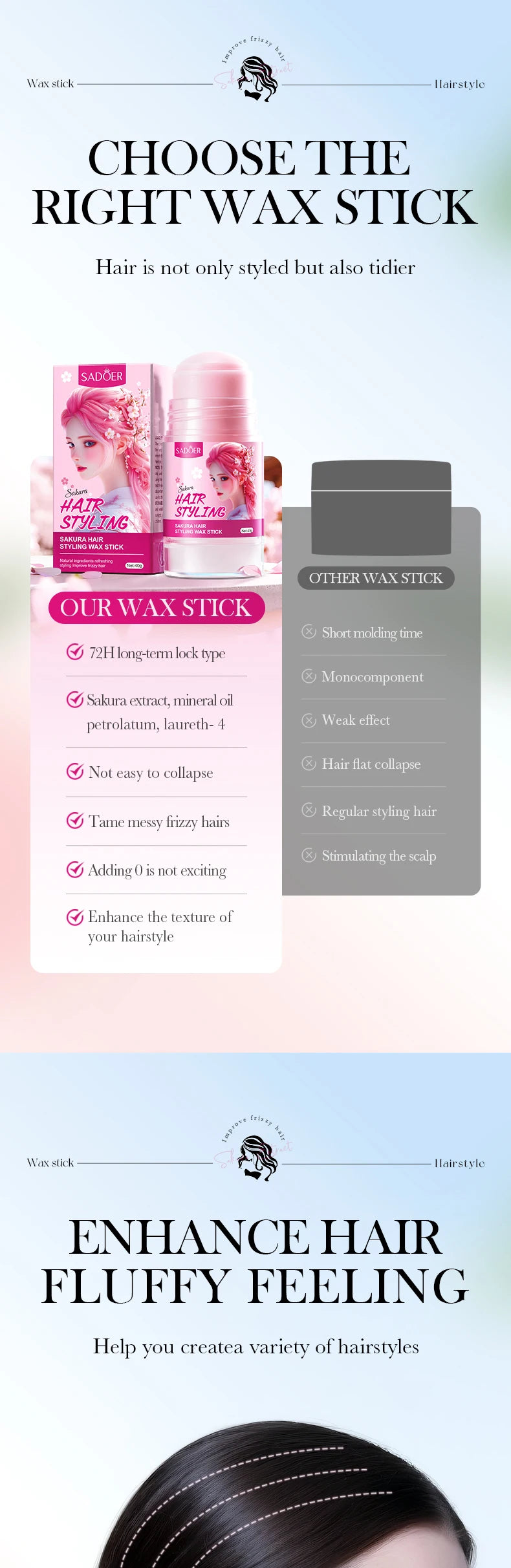 Anti-Frizz Hair Styling Wax Stick for Sleek Hairstyles - 9