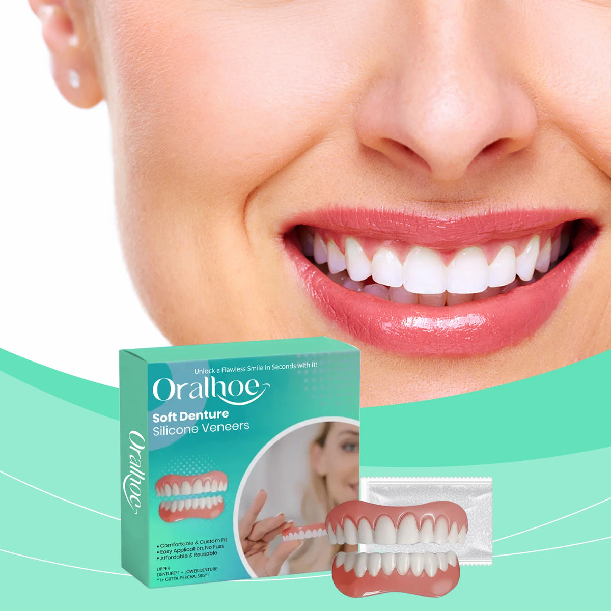 Flexible Cosmetic Silicone Denture Set for Instant Smile