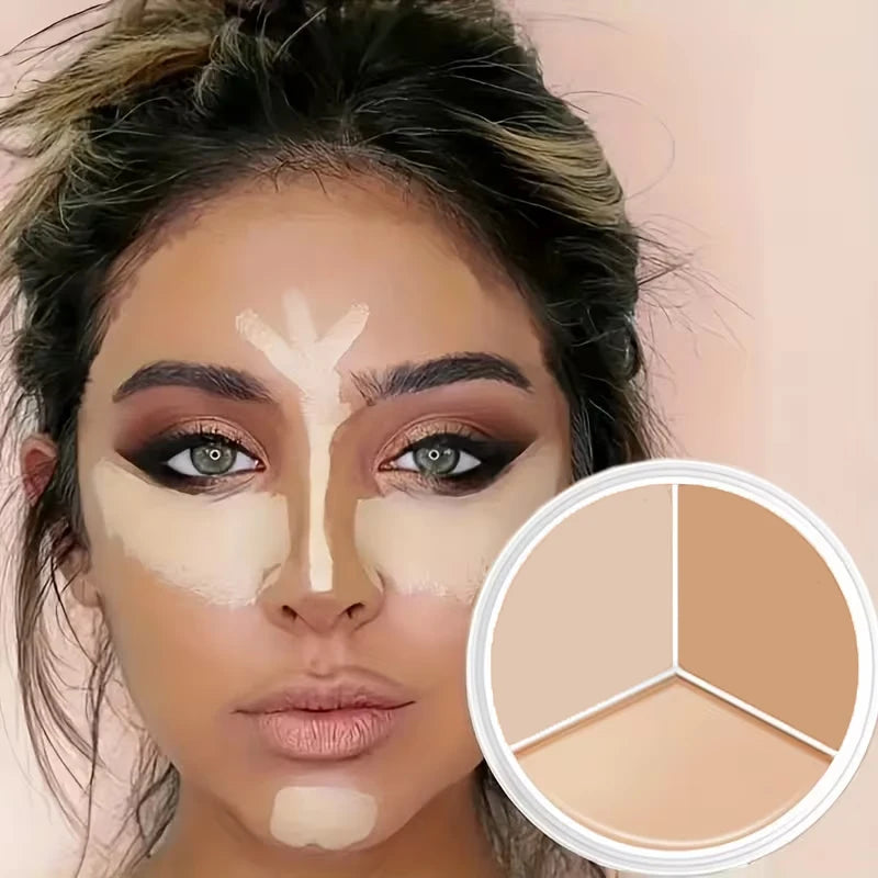 3-Color Cream Concealer Palette for Flawless Coverage