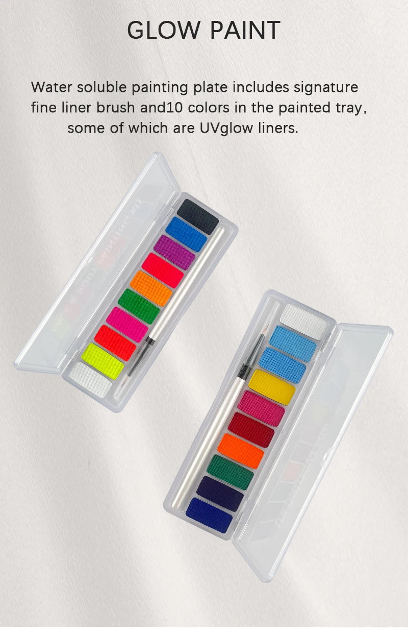 10-Color UV Glow Face and Body Paint Palette - 7