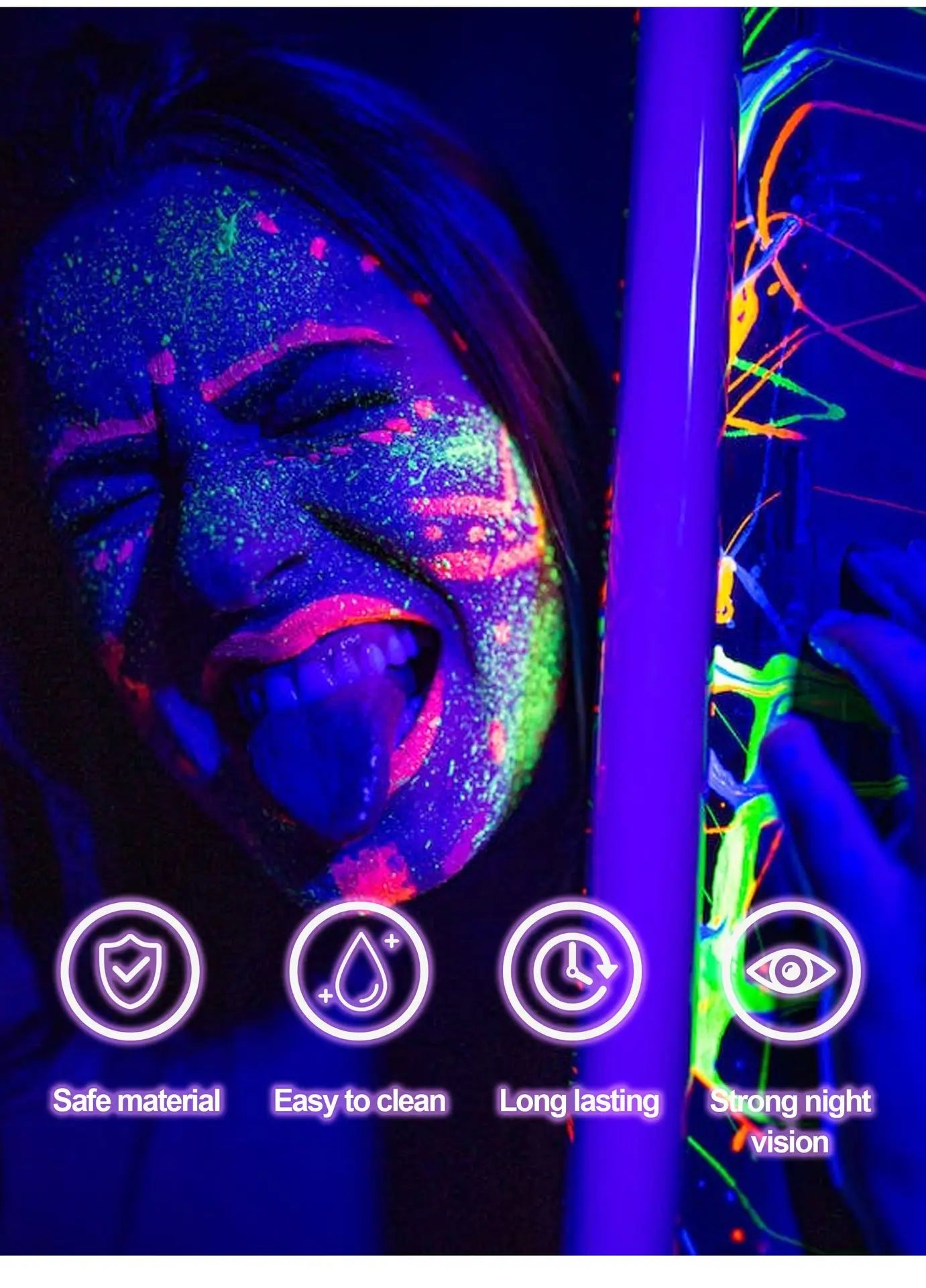 UV Neon Face and Body Paint Palette for Parties and Halloween