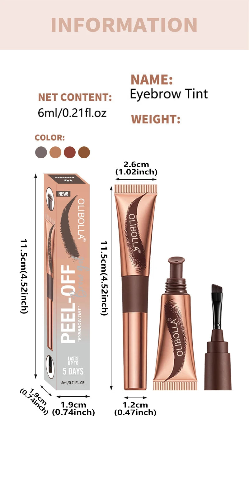 Long-Lasting Waterproof Peel-Off Eyebrow Tint Gel
