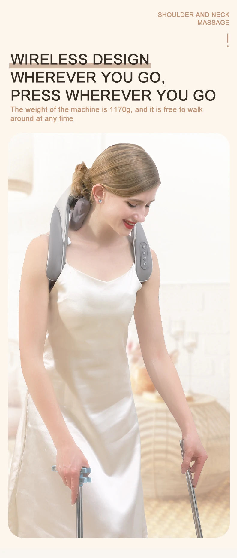 Wireless 6D Neck and Shoulder Deep Tissue Massager with Heat