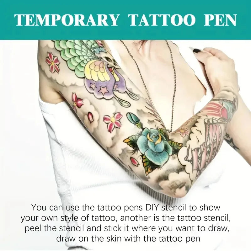 Temporary Tattoo Marker Pen Set with Stencils